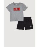 Baby Boys 12-24M Marled Graphic Print Tee and Sweatshorts