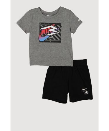 Baby Boys 12-24M Marled Graphic Tee and Sweatshorts