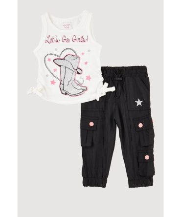 Baby Girls 0-9M Lets Go Girls Tank Top and Cargo Joggers
