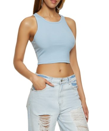 Basic Cropped Racerback Tank Top