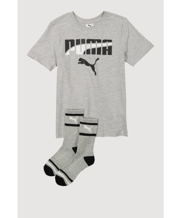 Boys Puma Marled Graphic Tee with Socks