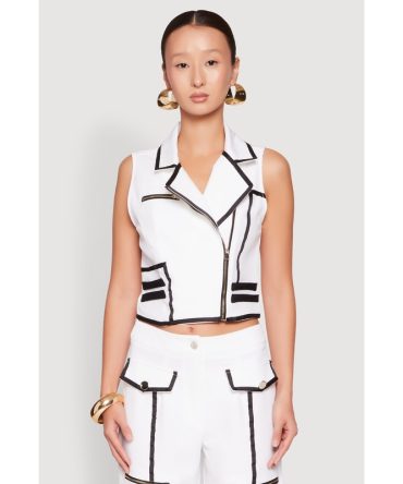 Contrast Trim Blazer Vest