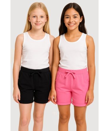 Girls Fixed Cuff Bermuda Shorts 2 Pack