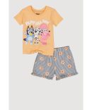 Little Girls Lets Go Girls Graphic Tee and Plaid Skort