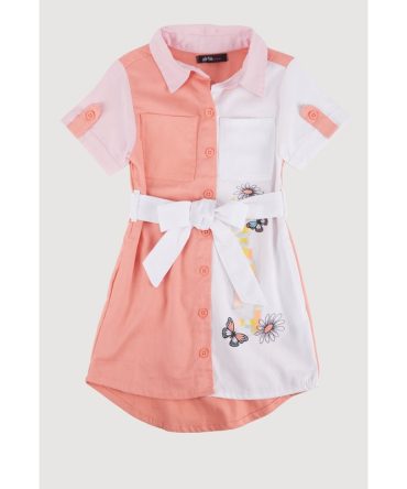 Little Girls Color Block Sweet Graphic Shirt Dress