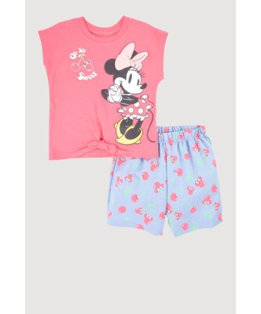 Little Girls Minnie Mouse Graphic Top and Chambray Shorts
