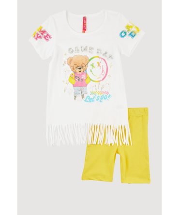 Little Girls Sequin Game Day Graphic Tee and Biker Shorts