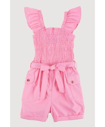 Little Girls Smocked Cargo Pocket Romper