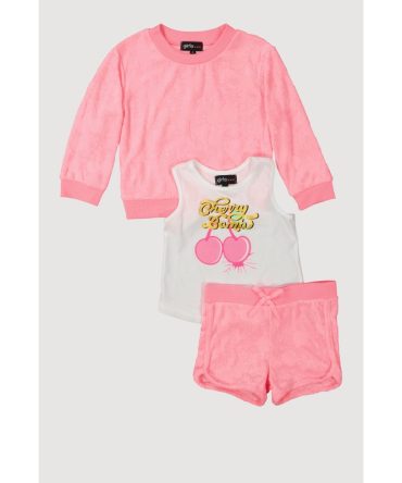 Little Girls Terry Cloth Sweatshirt and Shorts with Tank Top