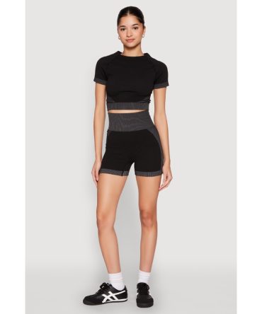 Striped Detail Seamless Biker Shorts