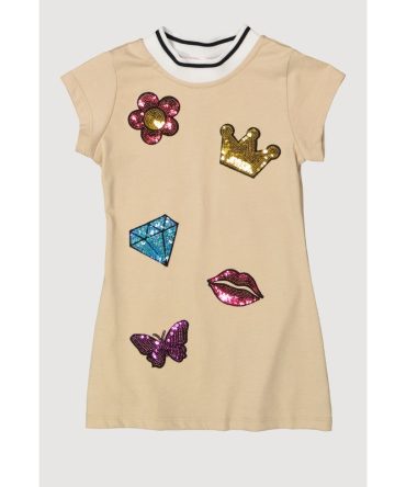 Toddler Girls Graphic Sequin Patch Dress