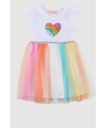 Toddler Girls Heart Sequin Rainbow Tutu Dress
