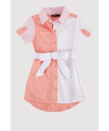 Toddler Girls Twill Color Block Shirt Dress