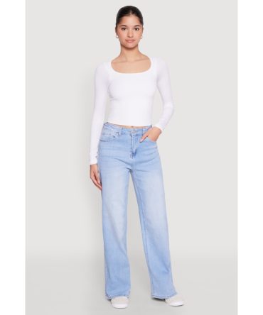 WAX Whiskered Wide Leg Jeans