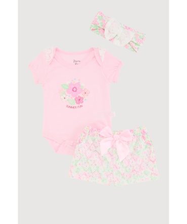 Baby Girls 0-9M Summer Fun Crochet Detail Graphic Bodysuit and Shorts
