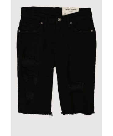 Boys Distressed Patch and Repair Denim Shorts
