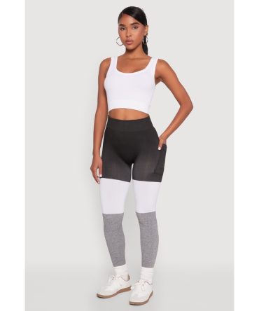 Color Block Side Pocket High Waist Leggings