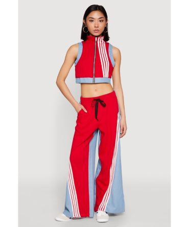 Color Blocked Contrast Trim Drawstring Pants