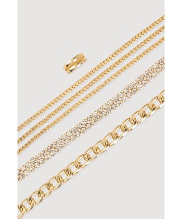 Cubic Zirconia Assorted Anklet Trio with Toe Ring