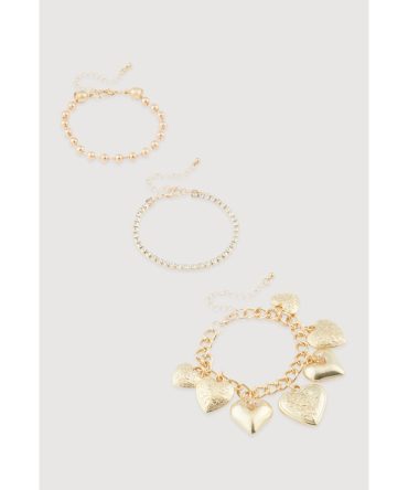 Cubic Zirconia Assorted Metallic Bracelets Set of 3