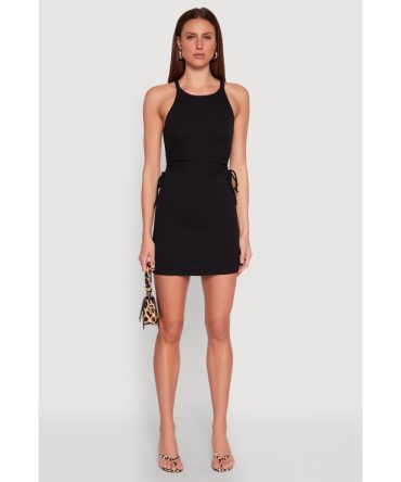 Drawstring Side Cut Out Mini Dress