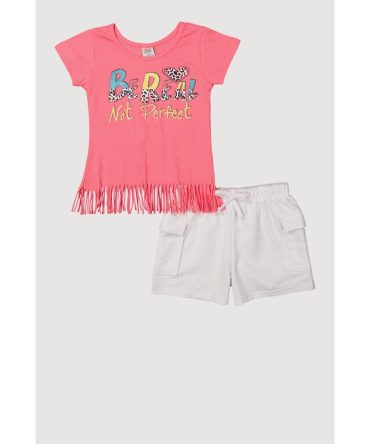 Girls Be Real Not Perfect Graphic Tee and Cargo Shorts