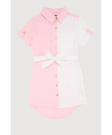 Girls Color Blocked Shirt Dress