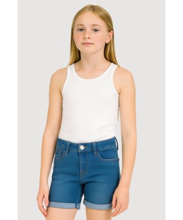 Girls Cuffed Bermuda Denim Shorts