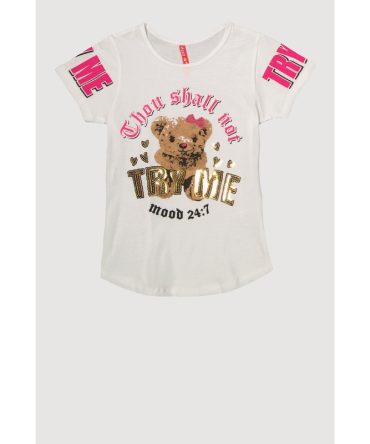 Girls Sequin Thou Shall Not Graphic Tee