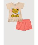 Little Girls Ombre Bear Distressed Denim Skirt