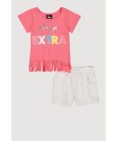 Little Girls B Initial Butterfly Graphic Polo Shirt and Skort
