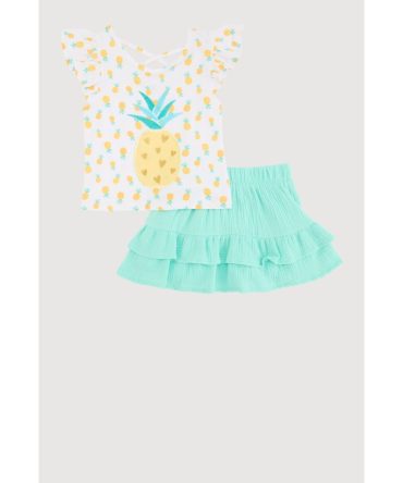 Little Girls Pineapple Graphic Print Top and Skort