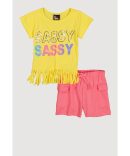 Little Girls Sleeveless Smocked Peplum Top and Joggers