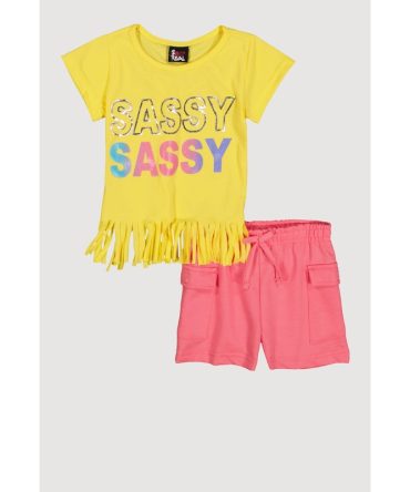 Little Girls Sassy Fringe Tee and Shorts