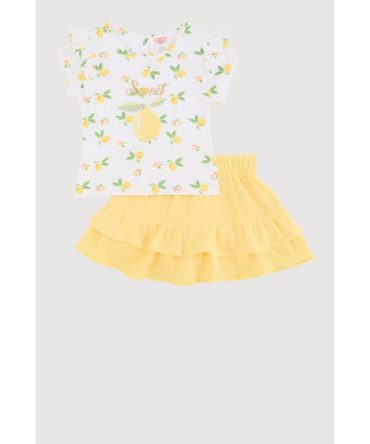 Little Girls Sweet Fruit Graphic Print Top and Skort