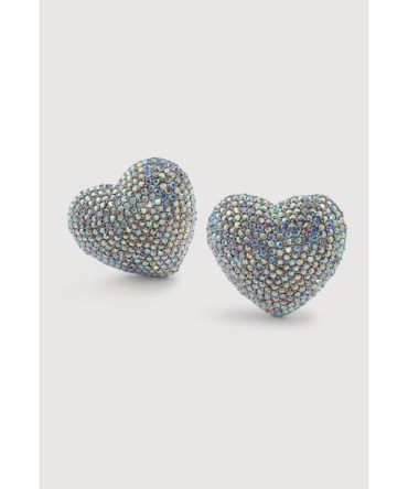 Rhinestone Heart Statement Stud Earrings