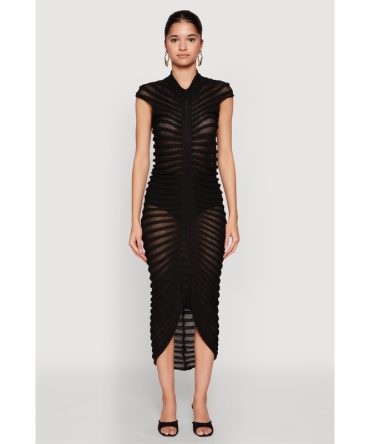 Shadow Striped Knit Midi Dress