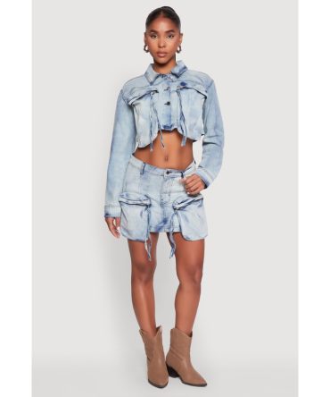 Spoon Jeans Cargo Pocket Mini Denim Skirt