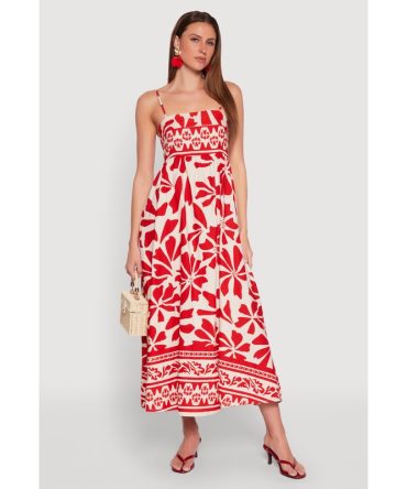 Spoon Jeans Poplin Floral Print Maxi Dress