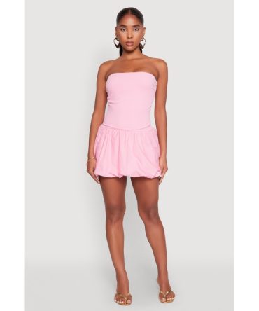 Strapless Bubble Hem Mini Dress