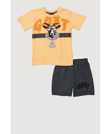 Toddler Boys Goat Graphic Tee and Shorts