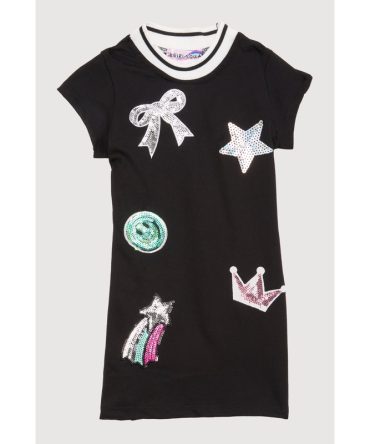 Toddler Girls Sequin Graphic Patch Dress