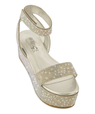 Velcro Strap Rhinestone Platform Sandals