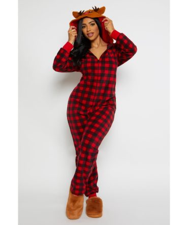 Womens Matching Reindeer Onesie Family Pajamas