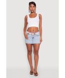 Girls Belted Star Print Denim Cargo Shorts