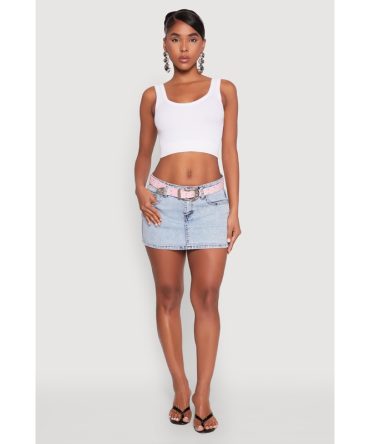 Almost Famous Belted Micro Mini Denim Skirt