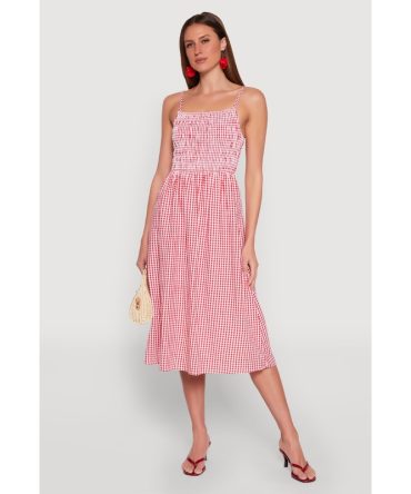 Almost Famous Cut Out Back Gingham Dress