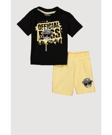 Baby Boys 0-9M Official Boss Graphic Tee and Shorts