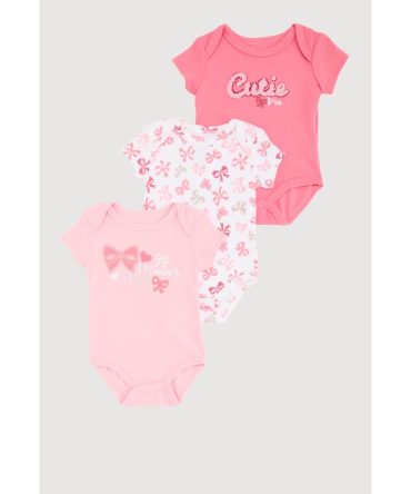 Baby Girls 0-9M Chenille Cutie Patch Graphic Bodysuits 3 Pack