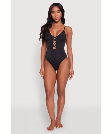 Caged Front Plunge One Piece Swimsuit